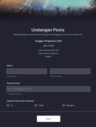 Formulir Undangan Pesta
