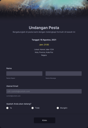 Formulir Undangan Pesta Form Template