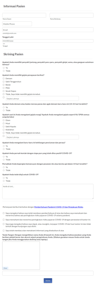Formulir V3 Pengungkapan Pra Skrining Pasien Perihal COVID 19