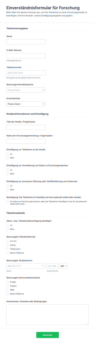 Forschungs Einwilligungserklärung