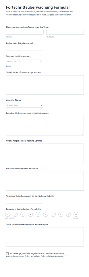 Fortschrittsüberwachung Formular