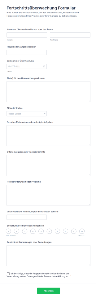 Fortschrittsüberwachung Formular