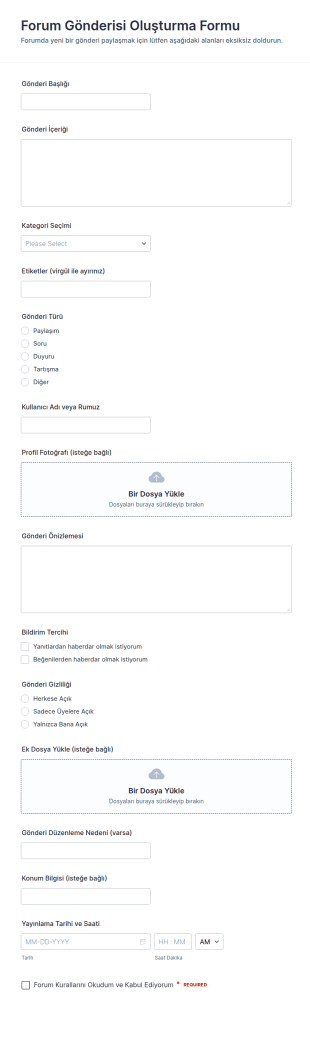Forum Paylaşım Gönderim Form Şablonu