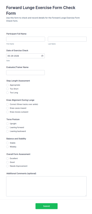 Forward Lunge Exercise Form Template