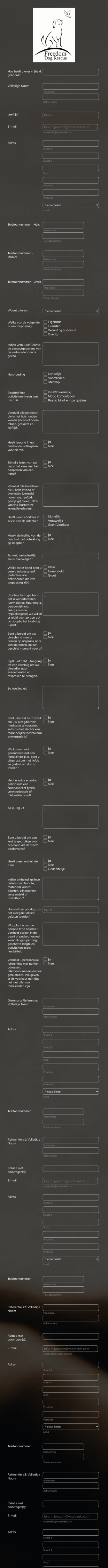 Foster Aanvraagformulier