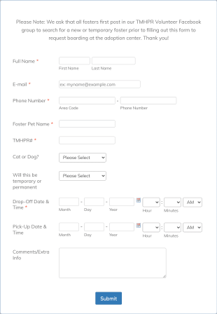 Foster Boarding Request Form Template