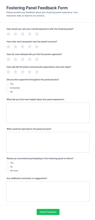 Fostering Panel Feedback Form Template