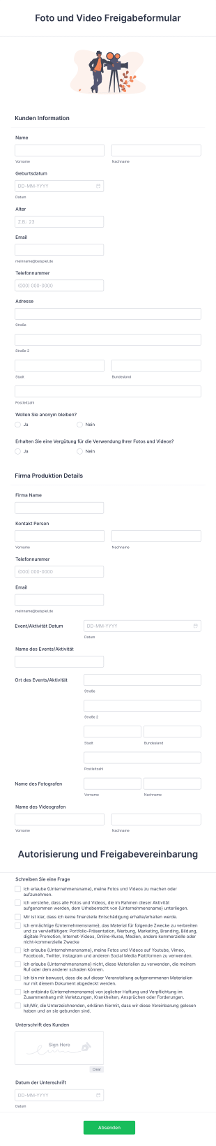 Foto Und Video Freigabeformular Form Template