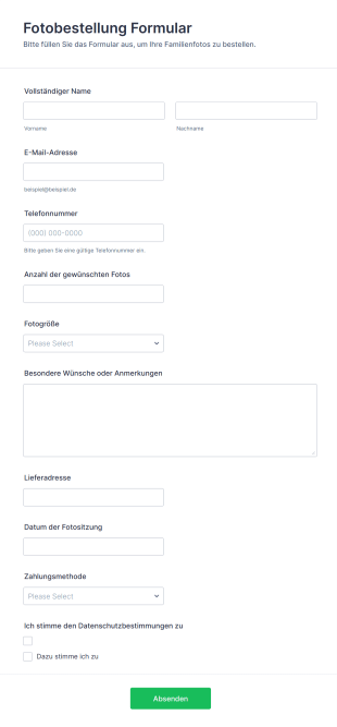 Fotobestellung Formular