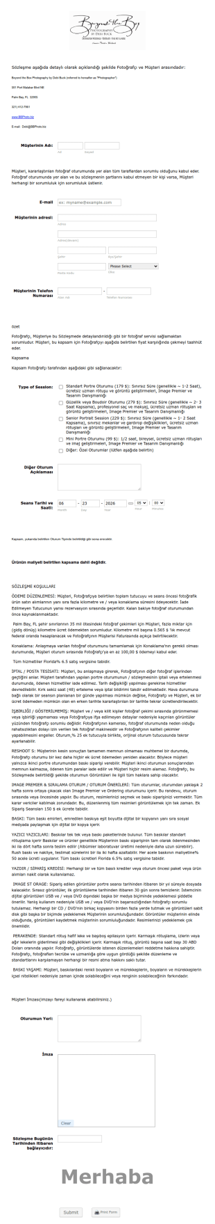 Fotoğraf Çekim Sözleşmesi Form Şablonu