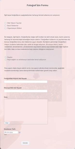 Fotoğraf İzin Form Template
