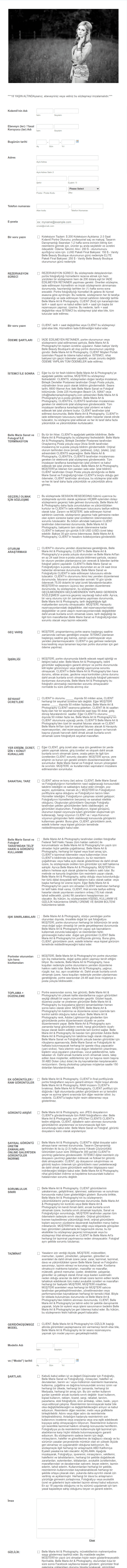 Fotoğraf Sözleşme Örneği Form Şablonu