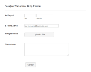 Fotoğraf Yarışması Giriş Form Şablonu