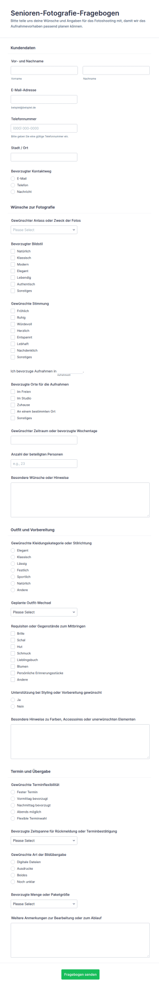 Fotografen Fragebogen Für Seniorporträts