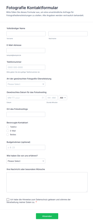 Fotografie Kontaktformular