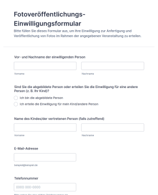 Fotoveröffentlichungs Einwilligungsformular