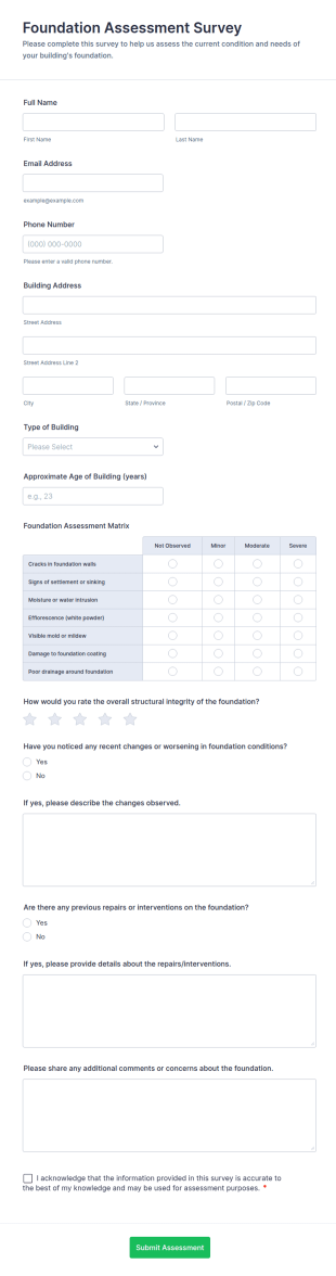 Foundation Assessment Survey Form Template