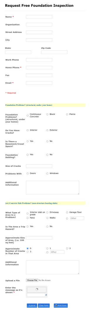 Foundation Inspection Form Template