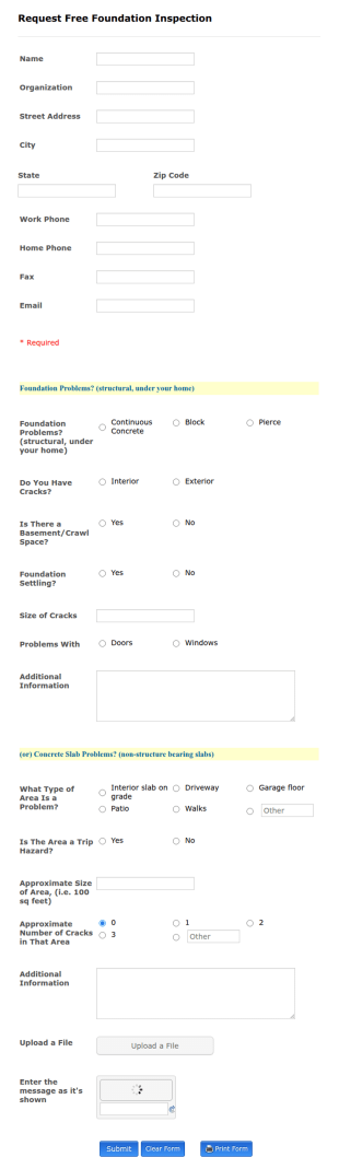 Foundation Inspection Form Template