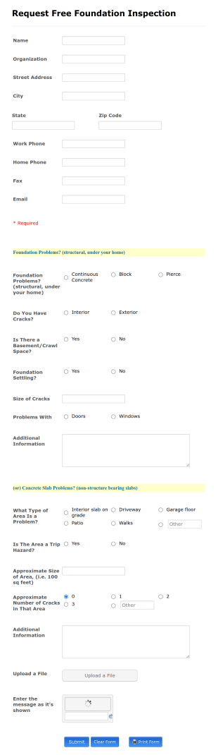Foundation Inspection Form Template