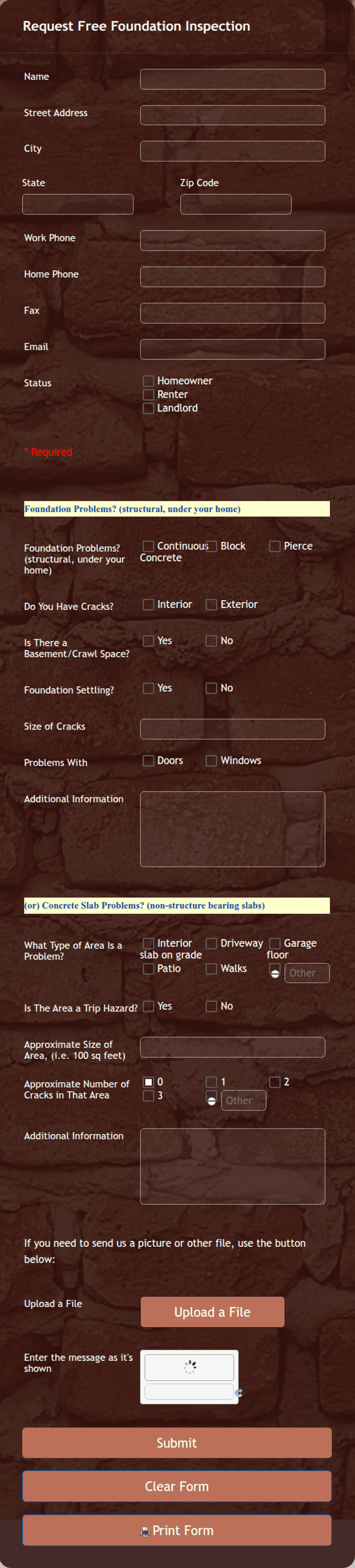 Foundation Inspection Request Form Template | Jotform