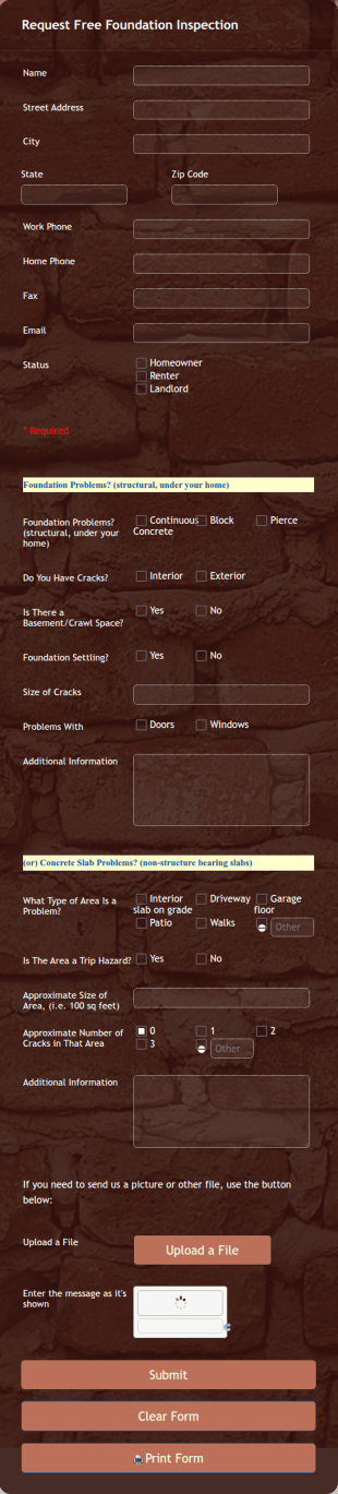 Foundation Inspection Request Form Template