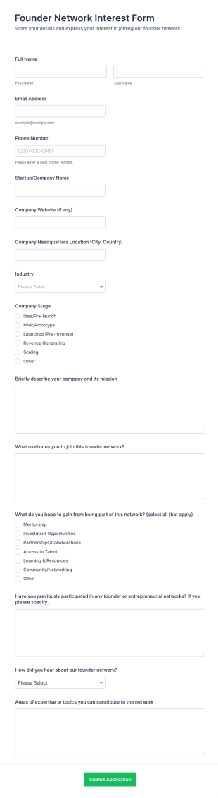 Founder Network Interest Form Template