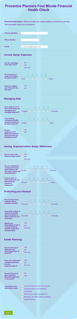 Financial Health Check Form Template