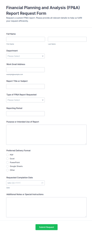 FP&A Report Request Form Template