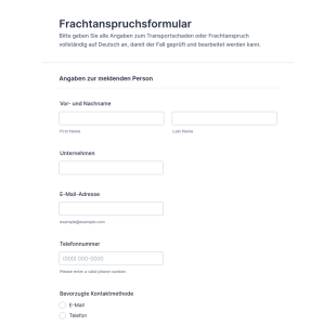 Frachtmeldung Formular 🚚