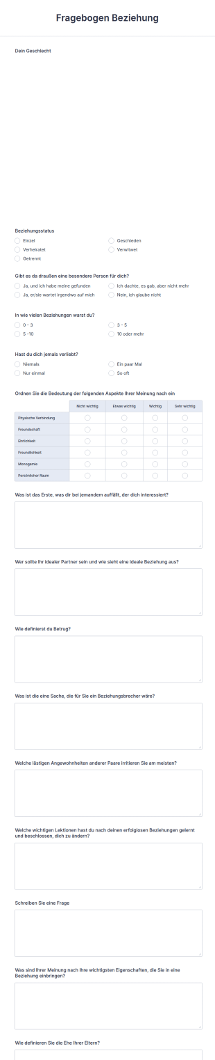 Fragebogen Beziehung
