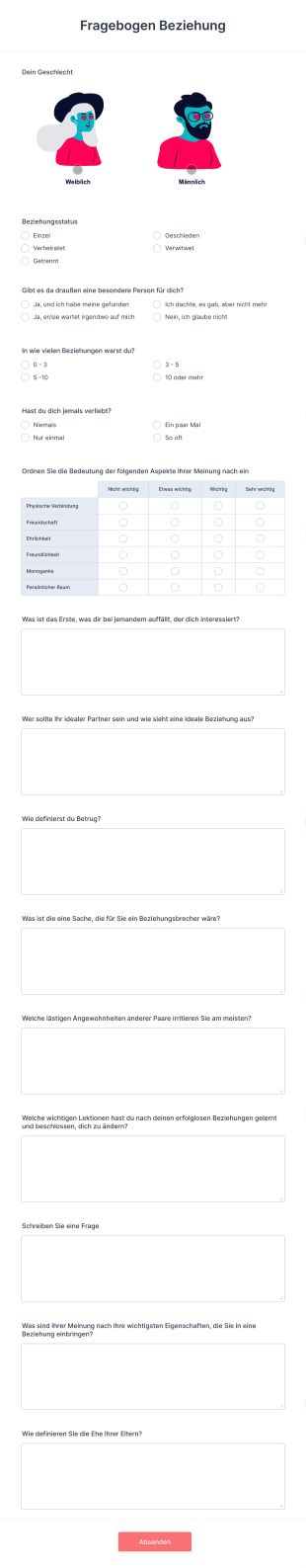 Fragebogen Beziehung Form Template
