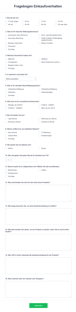 Fragebogen Einkaufsverhalten