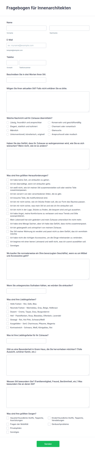 Fragebogen Für Innenarchitekten