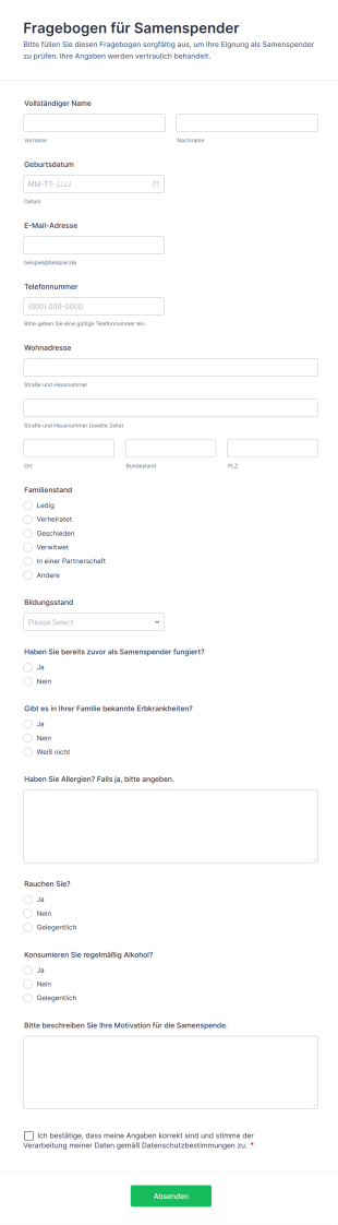 Fragebogen Für Samenspender