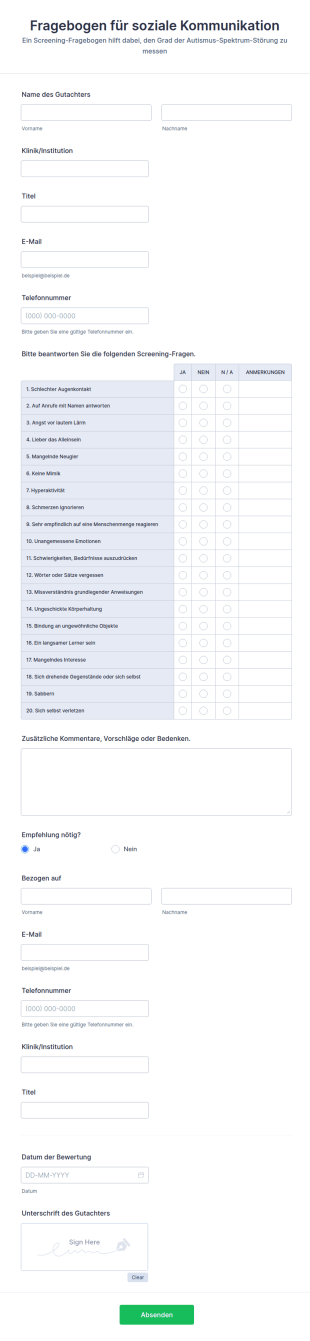 Fragebogen Für Soziale Kommunikation