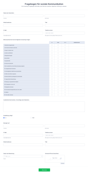 Fragebogen Für Soziale Kommunikation