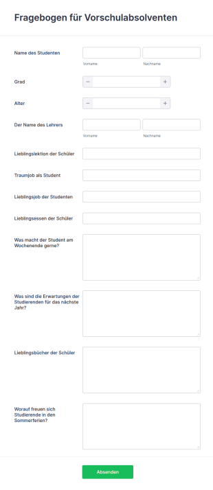 Fragebogen Für Vorschulabsolventen