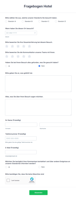 Fragebogen Hotel