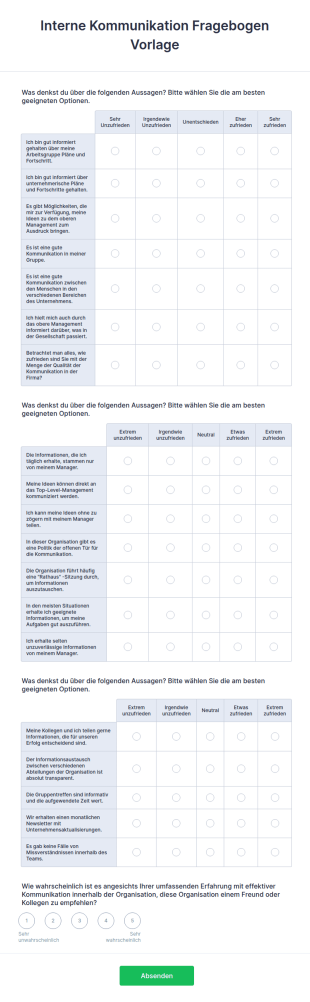 Interne Kommunikation Fragebogen Vorlage