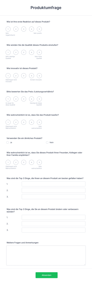 Produktumfrage Form Template