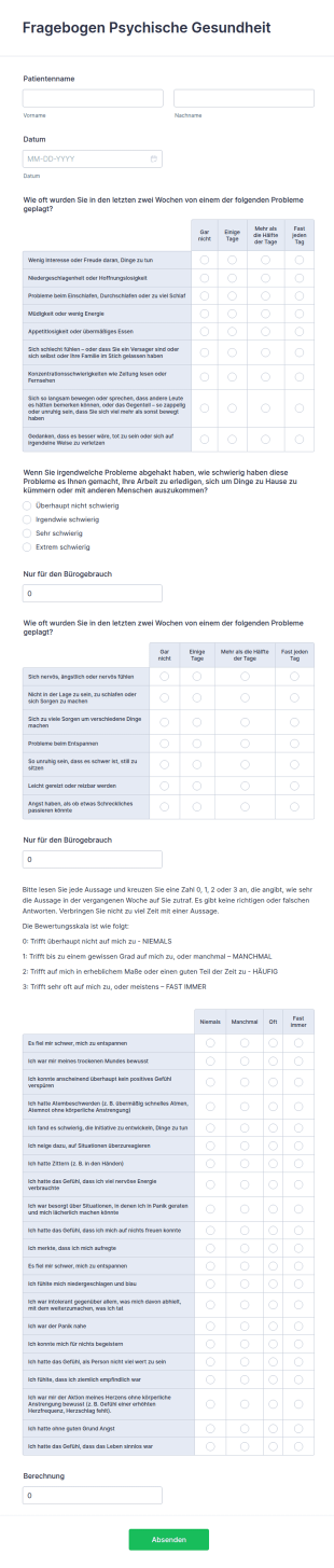 Fragebogen Psychische Gesundheit