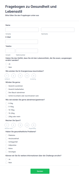 Fragebogen Zu Gesundheit Und Lebensstil