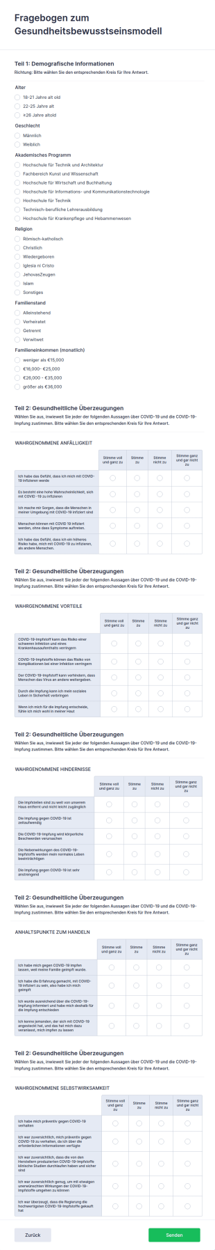 Fragebogen Zum Gesundheitsbewusstseinsmodell