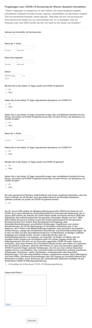 Fragebogen Zum COVID 19 Screening Für Makler