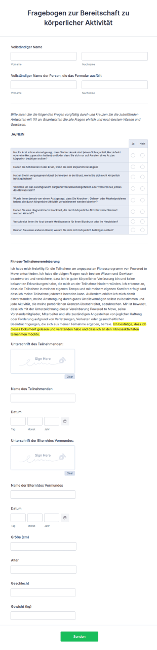 Fragebogen Zur Bereitschaft Zu Körperlicher Aktivität