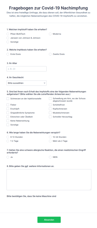 Fragebogen Zur Covid 19 Nachimpfung