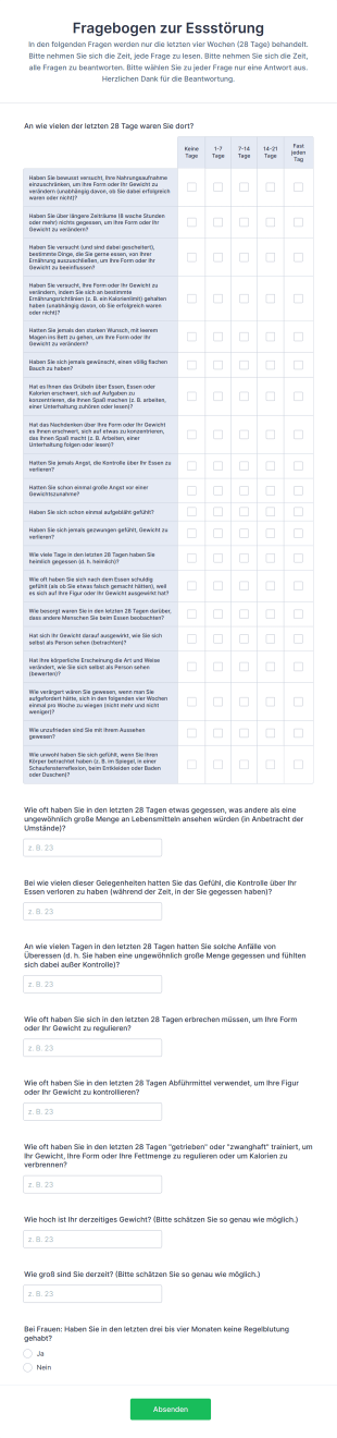 Fragebogen Zur Essstörung