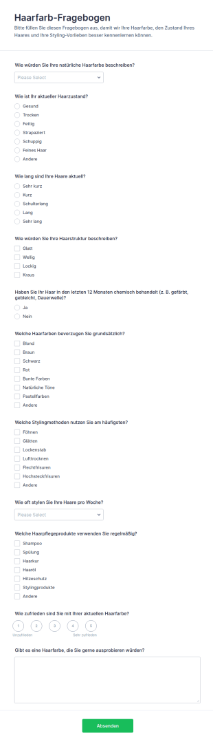 Fragebogen Zur Haarfarbe