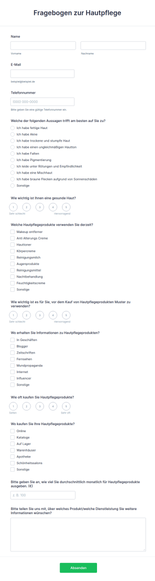 Fragebogen Zur Hautpflege
